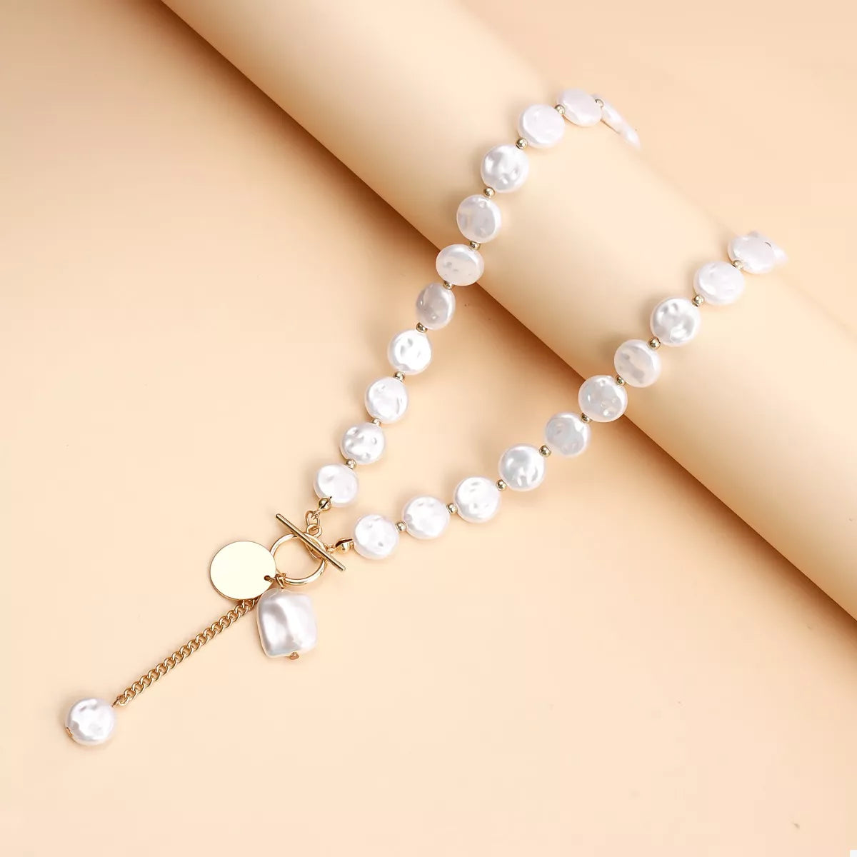 18K Gold-Plated Pearl Drop Necklace - Thalia Chic