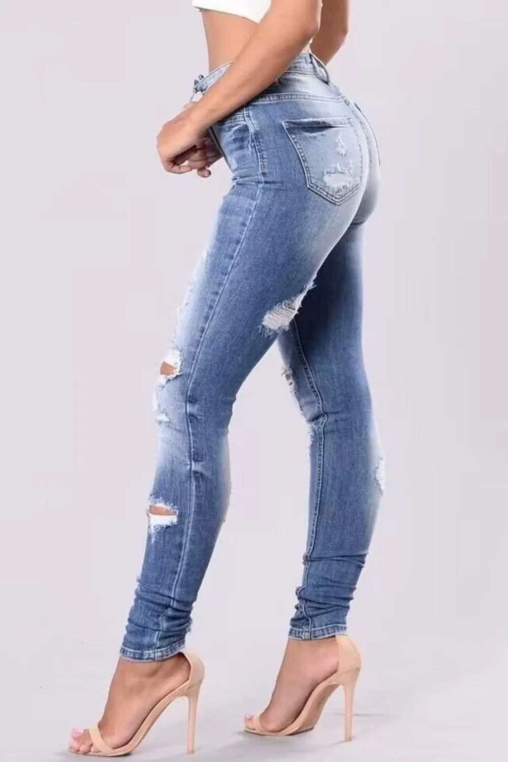 Full Size Distressed Skinny Jeans Plus Size - Thalia Chic