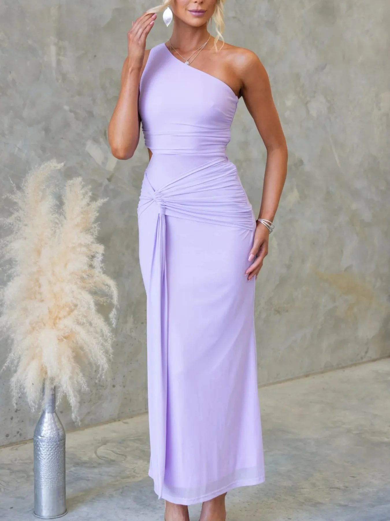 One-Shoulder Cutout Bodycon Maxi Dress - Thalia Chic