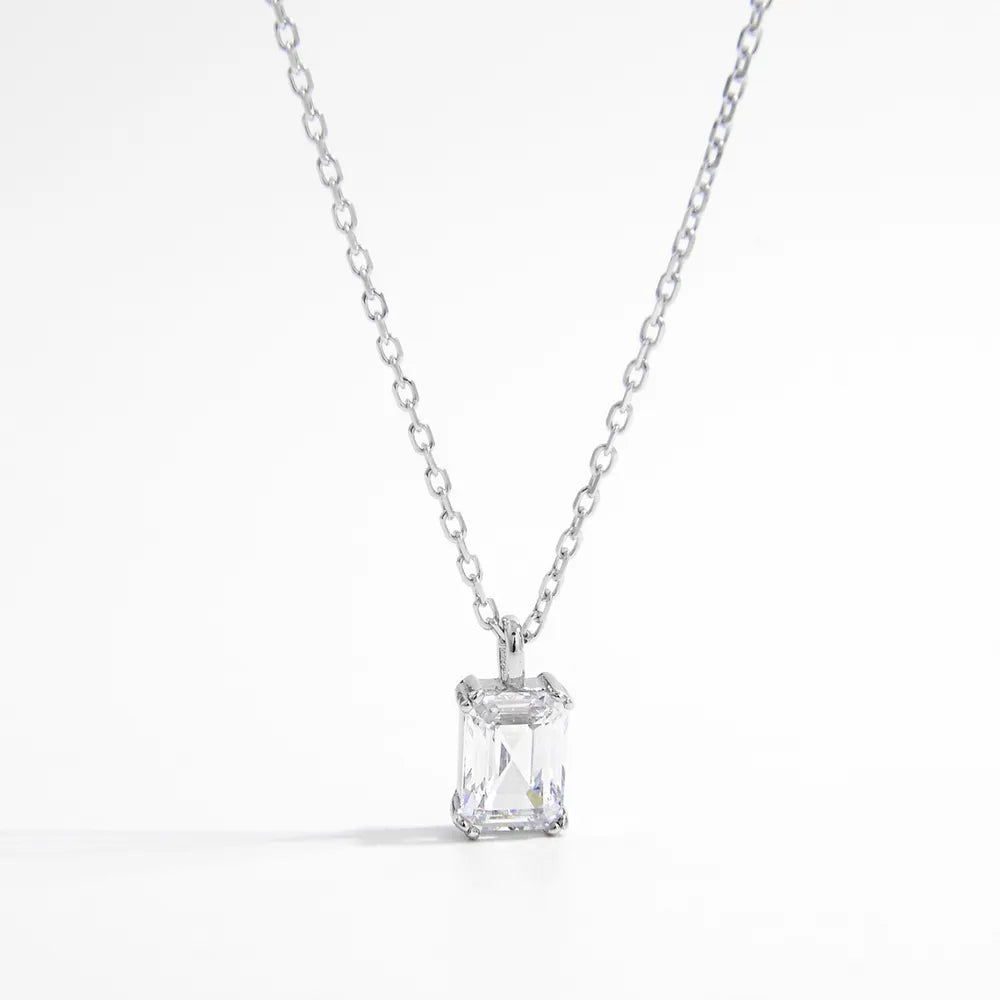 925 Sterling Silver Zircon Pendant Necklace - Thalia Chic