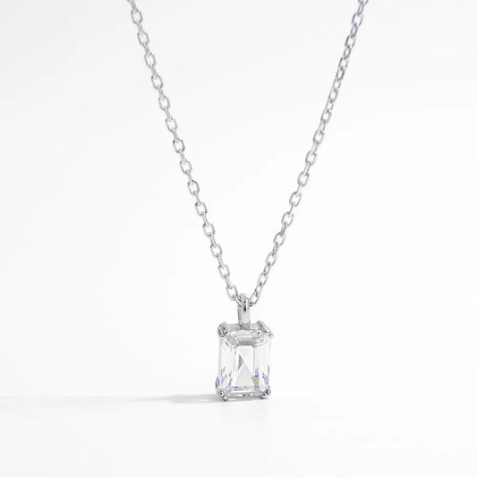925 Sterling Silver Zircon Pendant Necklace - Thalia Chic
