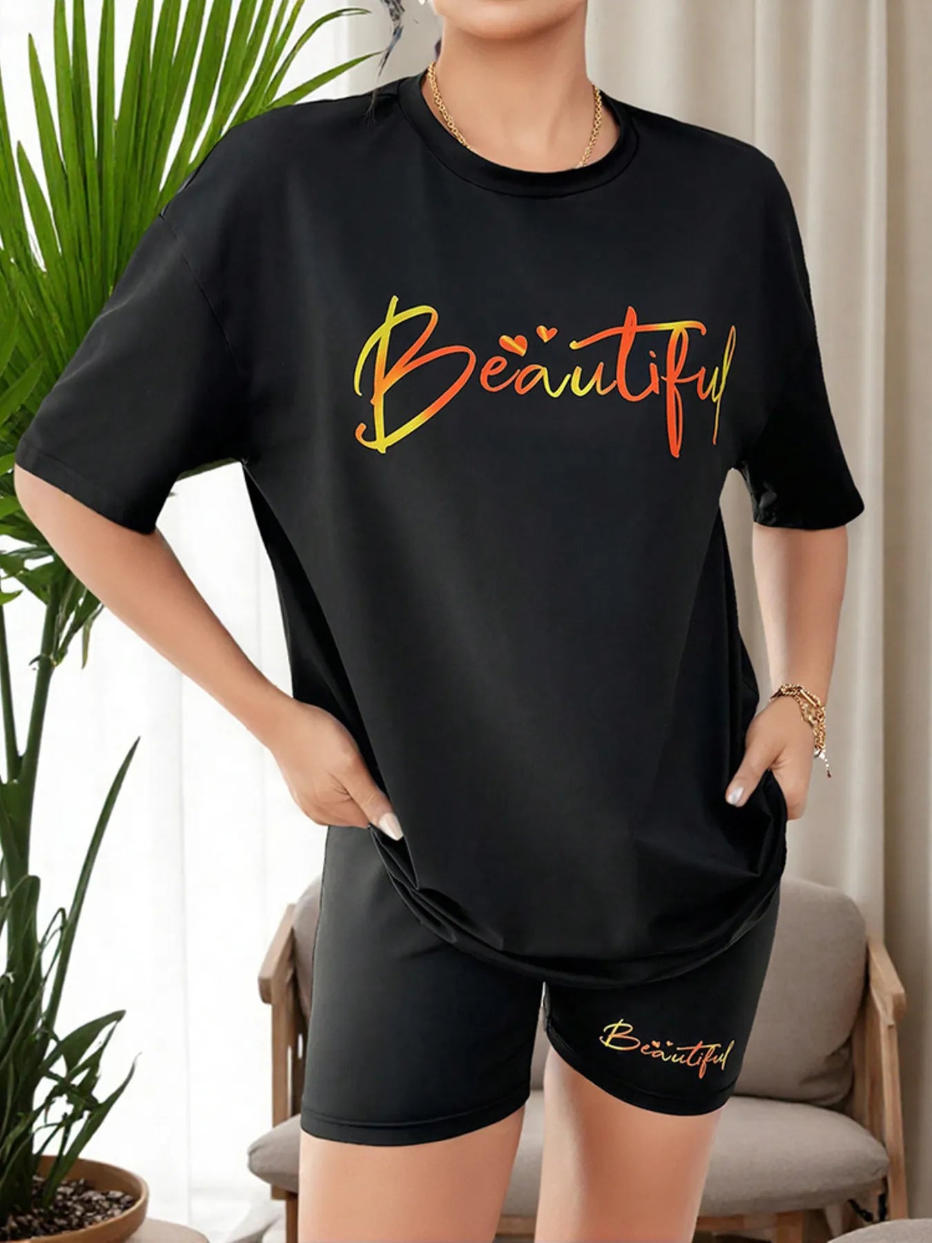 Beautiful Round Neck Top and Shorts Casual Set - Thalia Chic