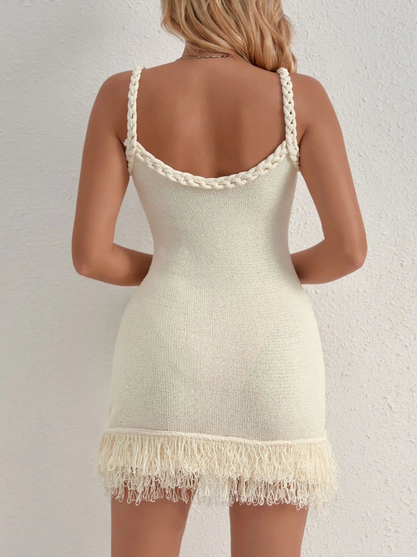 Fringe Hem Knit Cami Dress - Thalia Chic