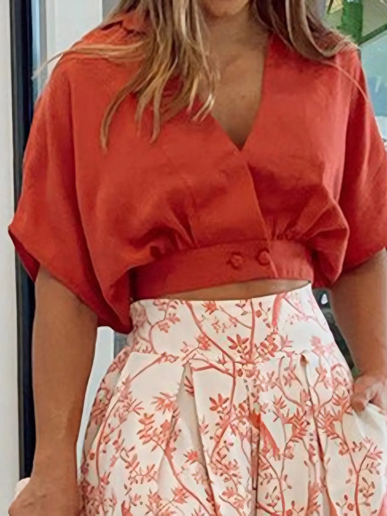 Surplice Top and High Waist Pants Set - Thalia Chic