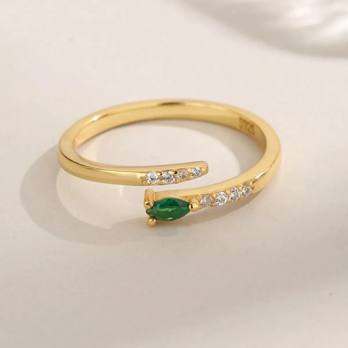 925 Sterling Silver Inland Zircon Open Ring - Thalia Chic