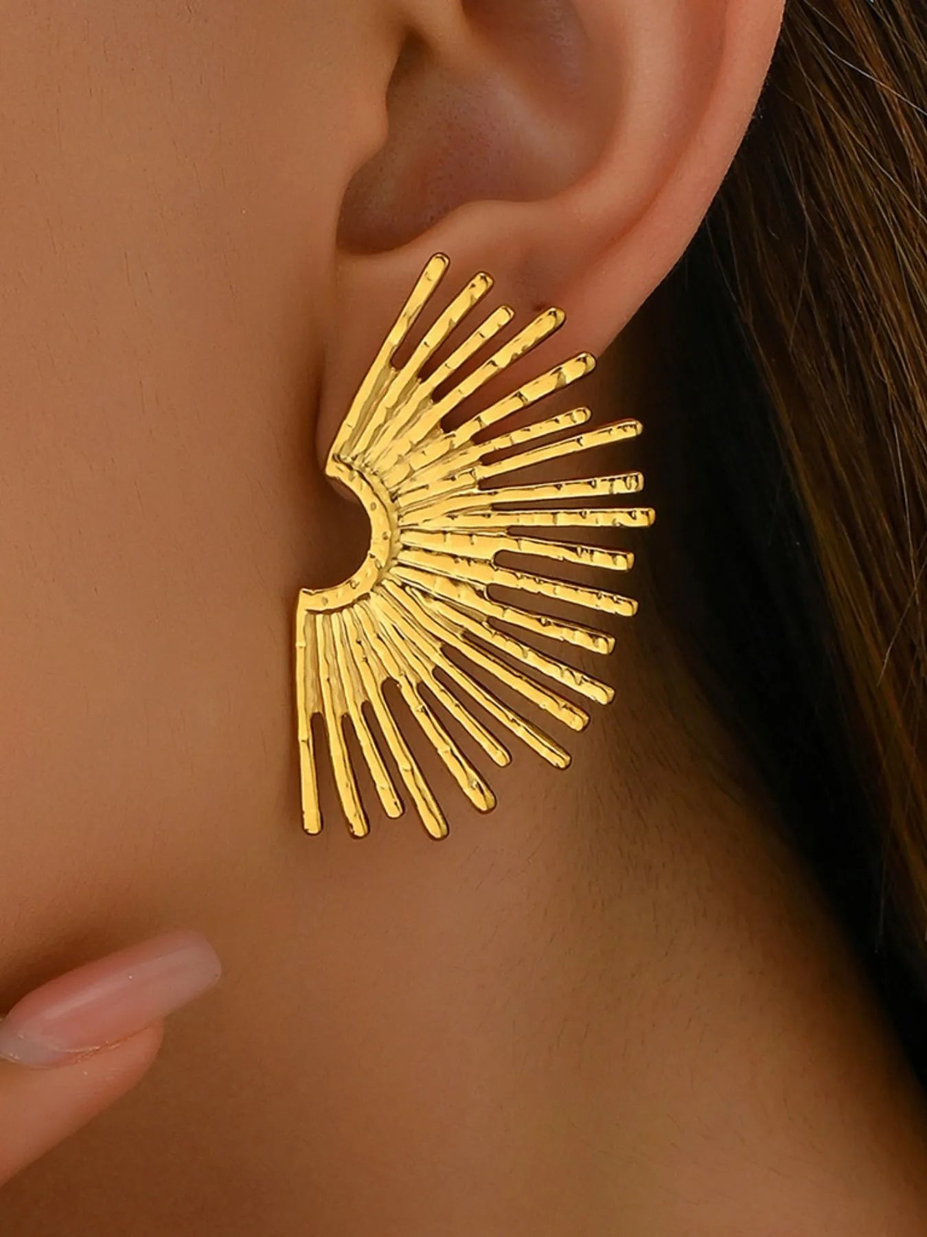 18K Gold-Plated Stainless Steel Sunburst Earrings - Thalia Chic