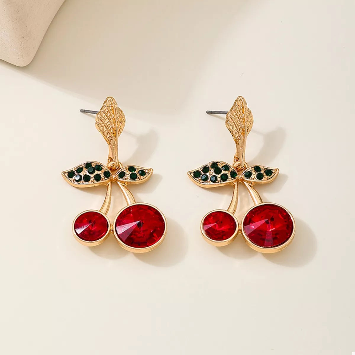 18K Gold-Plated Cherry Drop Earrings - Thalia Chic