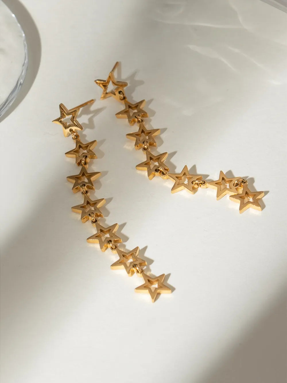 Stainless Steel Cutout Star Earrings - Thalia Chic