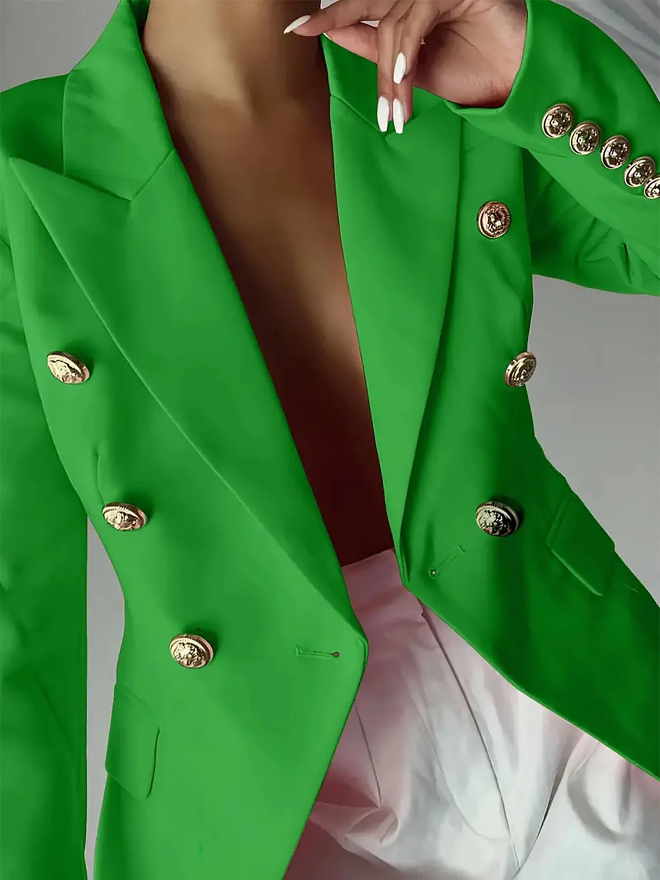 Decor Button Lapel Collar Blazer - Thalia Chic