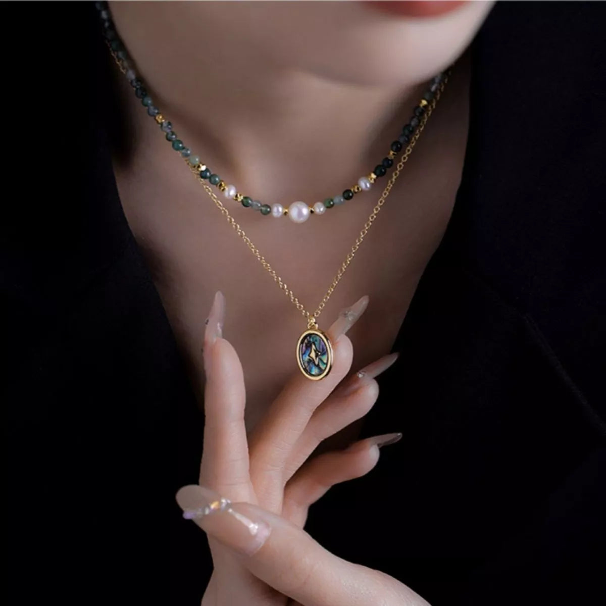 2 Piece Freshwater Pearl 18K Gold-Plated Pendant Necklace - Thalia Chic