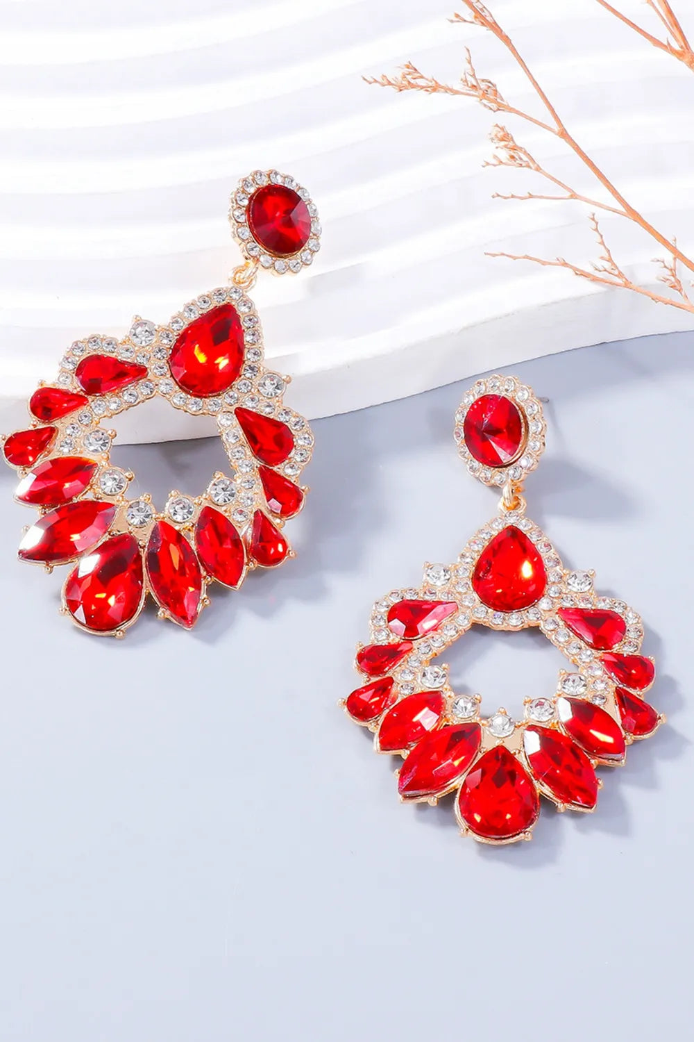 Alloy Rhinestone Dangle Earrings - Thalia Chic