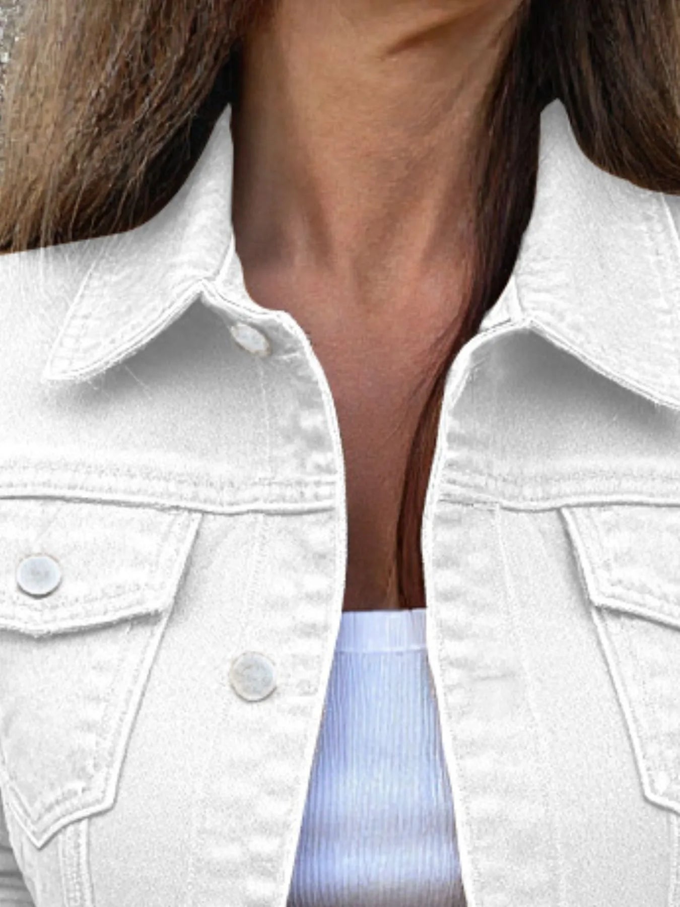 Button Front Closure Denim Jacket - Thalia Chic