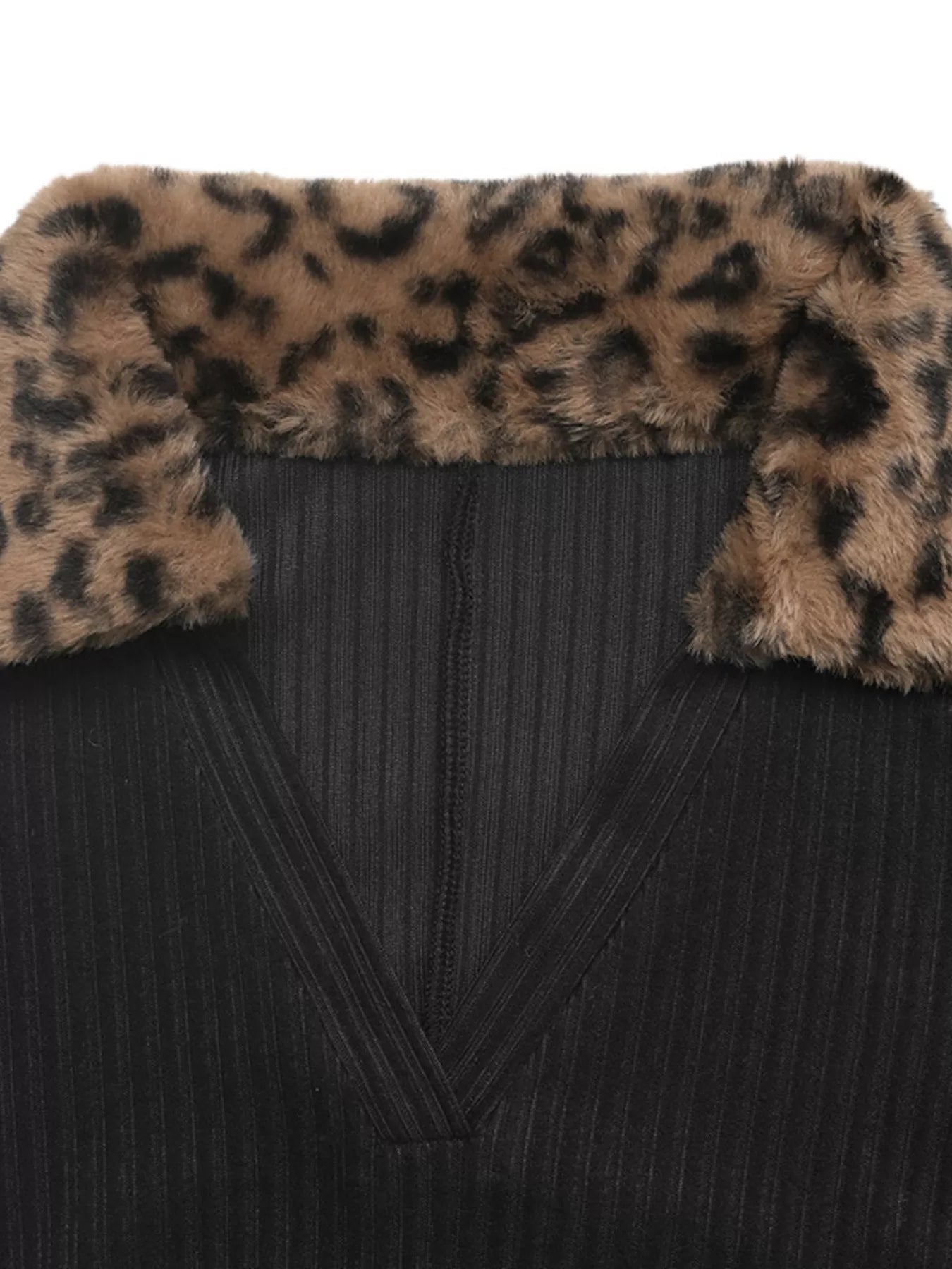 Leopard Cuff Johnny Collar Midi Dress - Thalia Chic