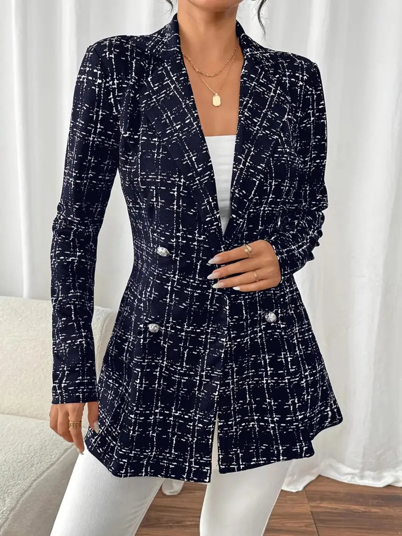 Tweed Double-Breasted Blazer - Thalia Chic
