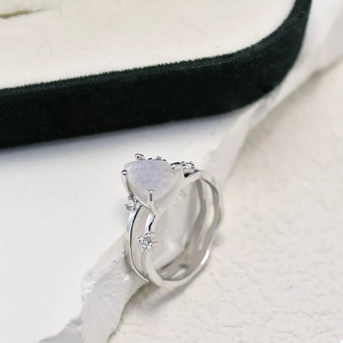 925 Sterling Silver Geometric Ring - Thalia Chic