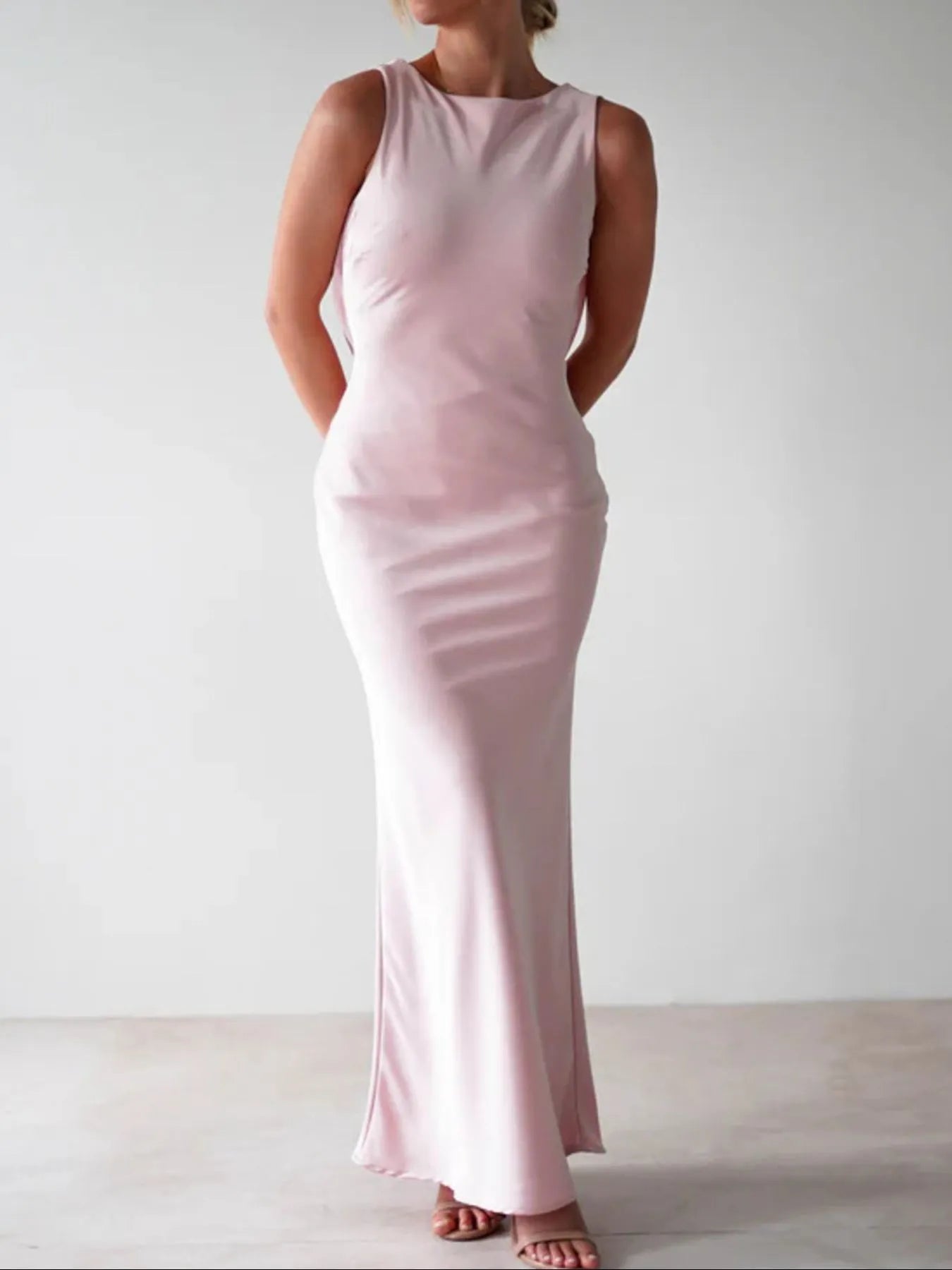 Satin Sleeveless Maxi Dress - Thalia Chic