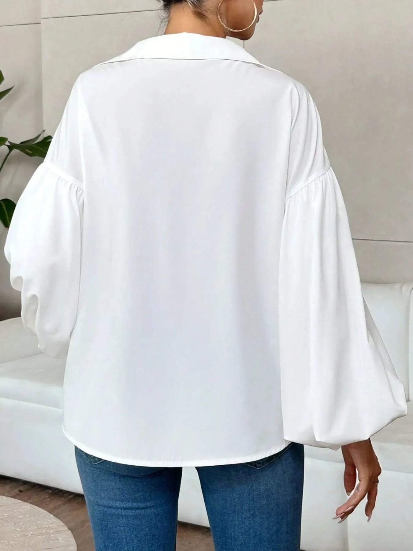 Polka Dot Balloon Sleeve Blouse - Thalia Chic