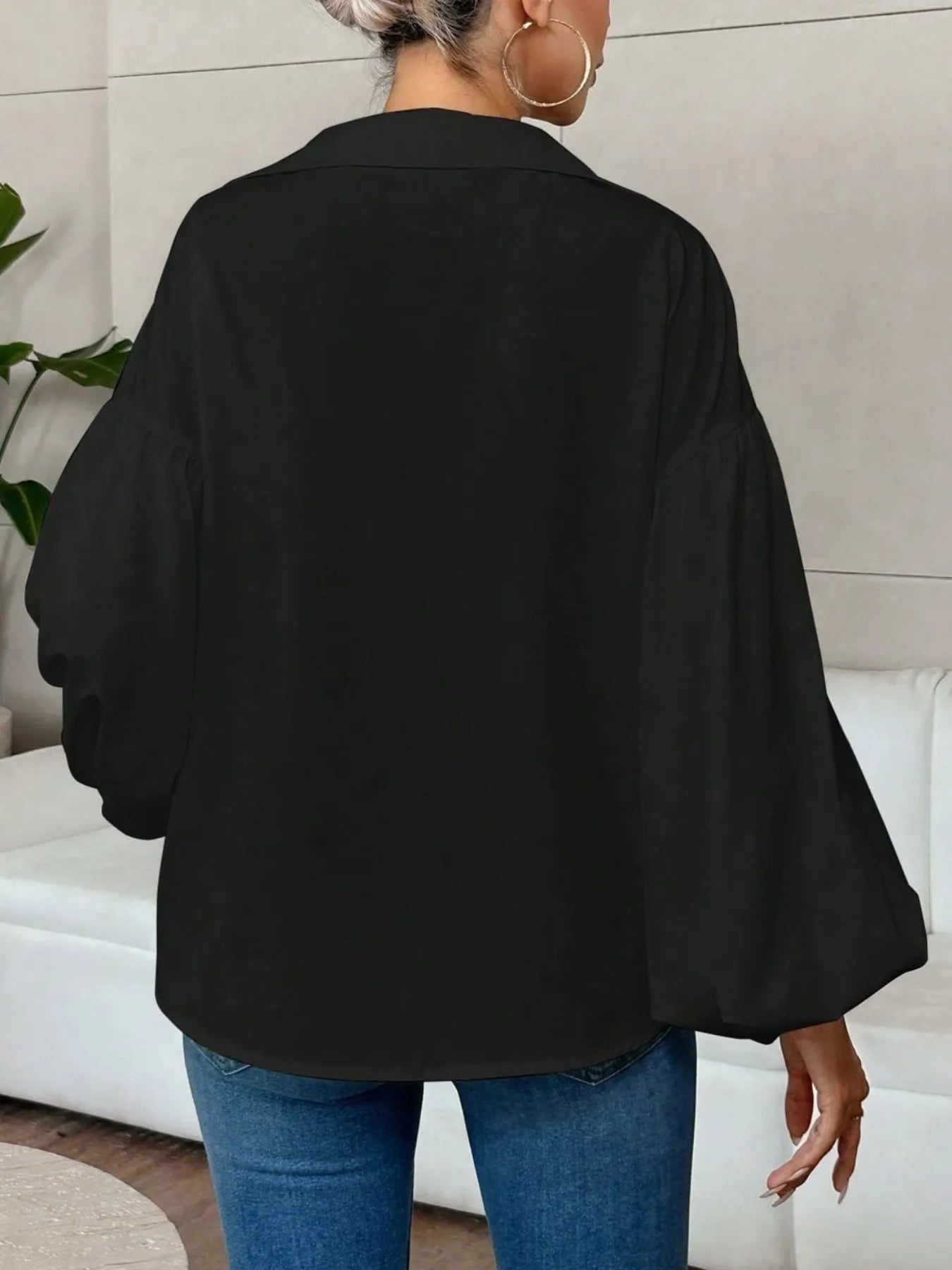 Polka Dot Balloon Sleeve Blouse - Thalia Chic