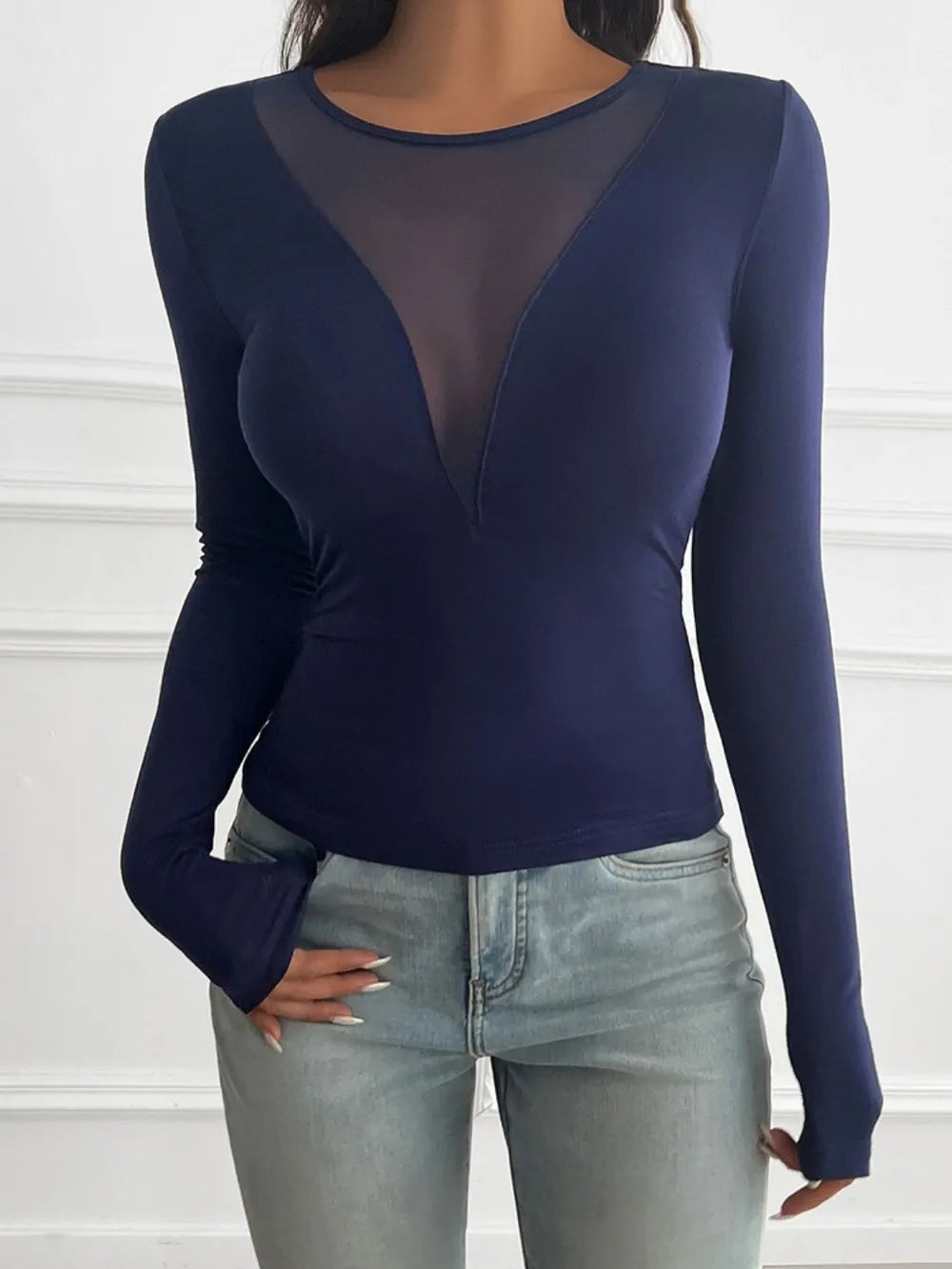 Devine Round Neck Long Sleeve T-Shirt - Thalia Chic