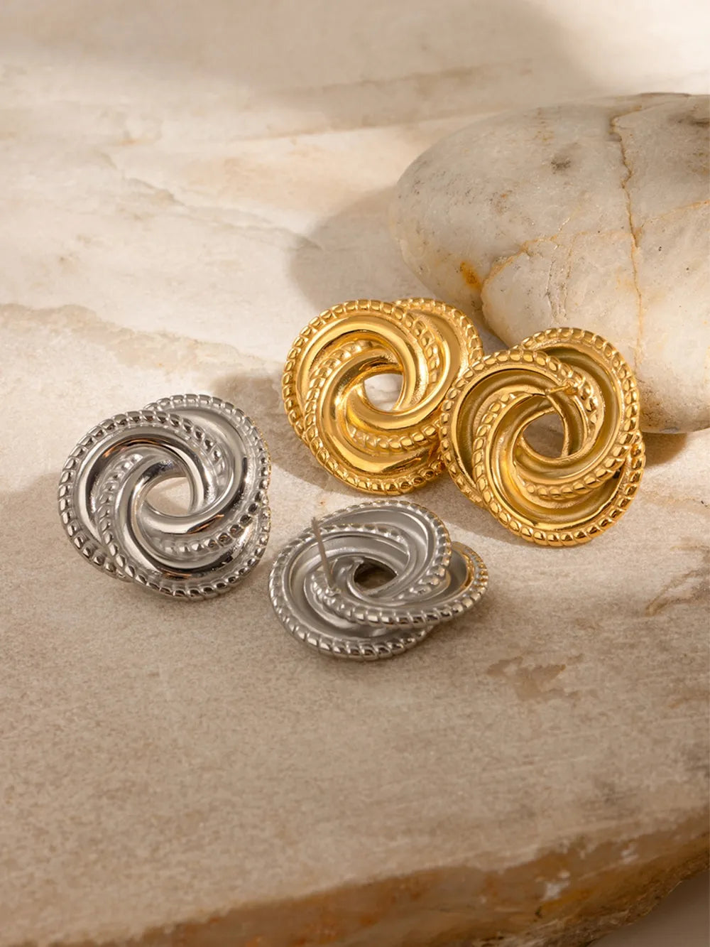 Stainless Steel Volution Stud Earrings - Thalia Chic