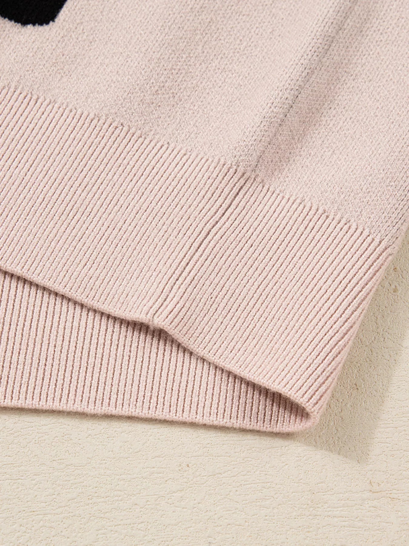 Pearl Embellished Bow Pattern Loose Sweater - Thalia Chic