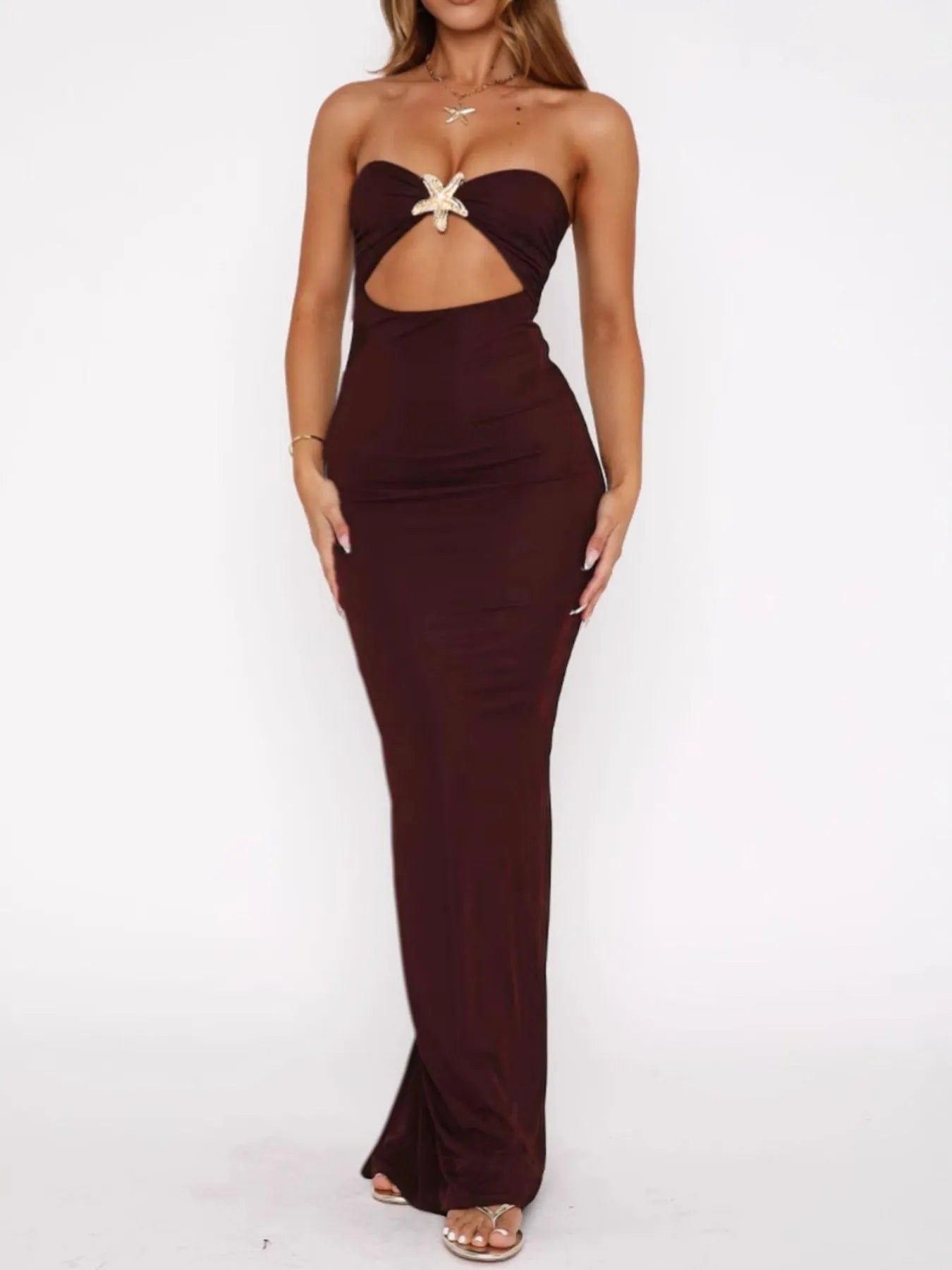 Cutout Sweetheart Neck Tube Maxi Dress - Thalia Chic