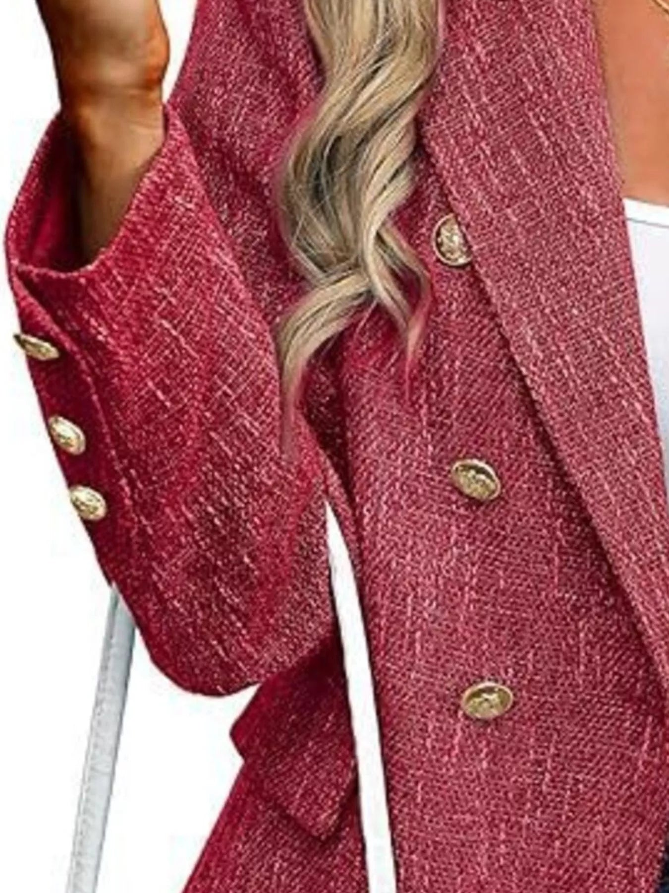 Double-Breasted Lapel Collar Blazer - Thalia Chic