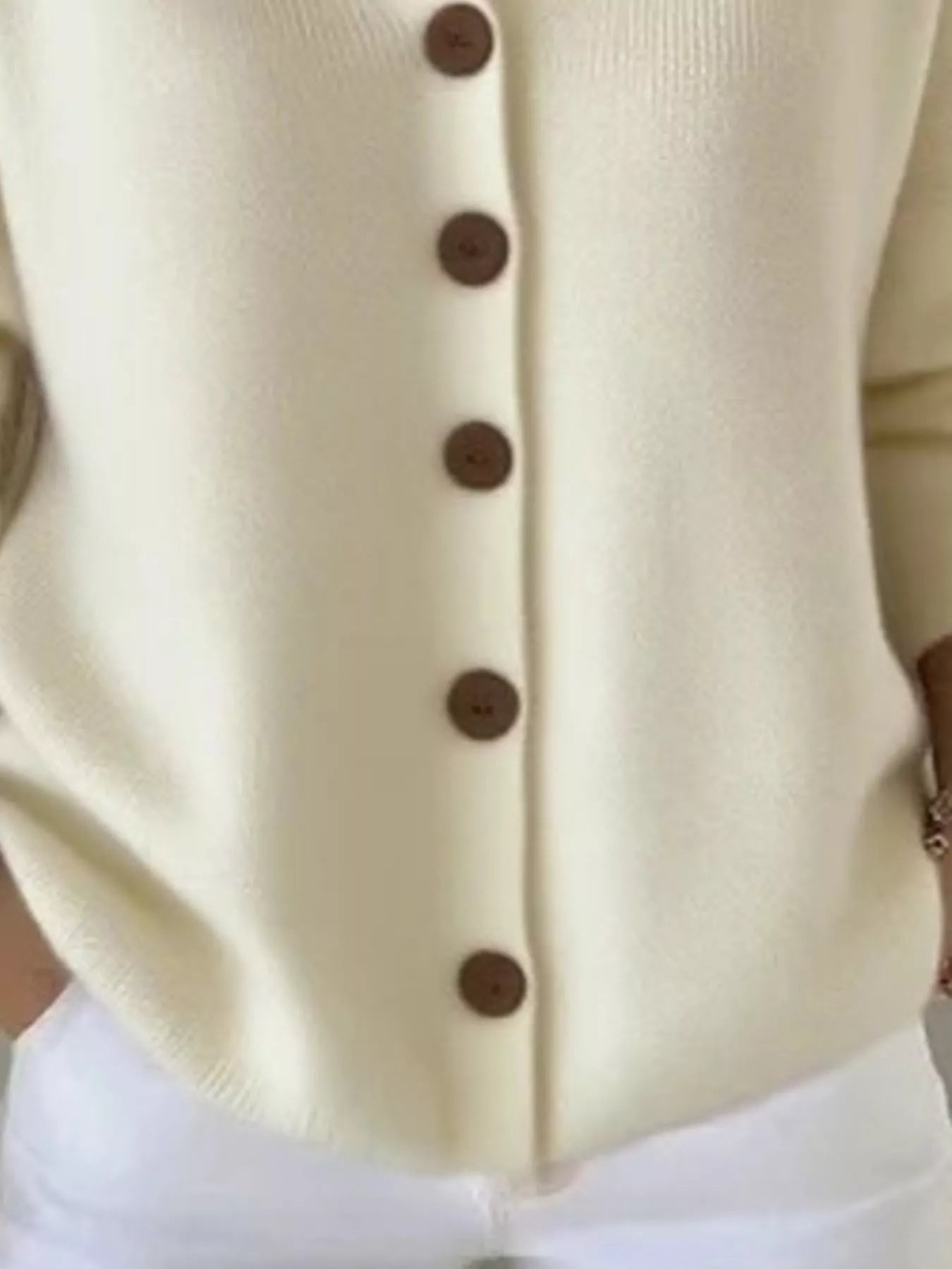 Full Size Button Up Long Sleeve Cardigan Plus Size - Thalia Chic