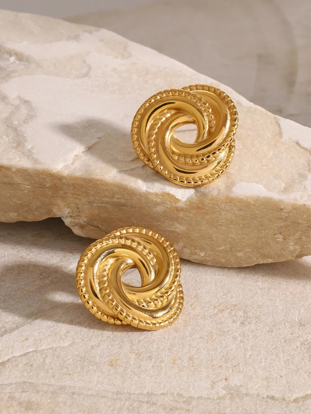 Stainless Steel Volution Stud Earrings - Thalia Chic