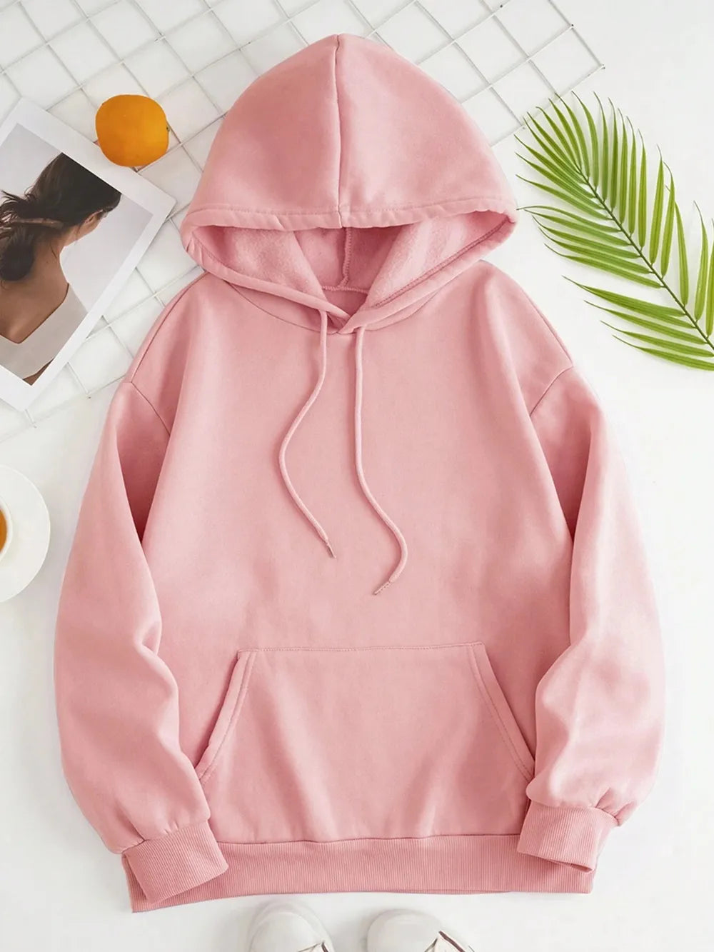Drawstring Dropped Shoulder Hoodie - Thalia Chic