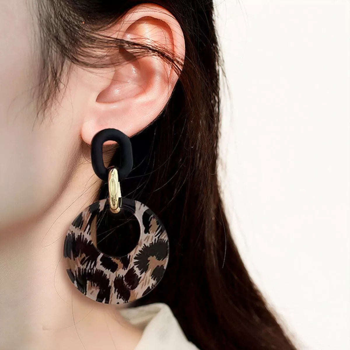 Printed Circle Dangle Earrings - Thalia Chic