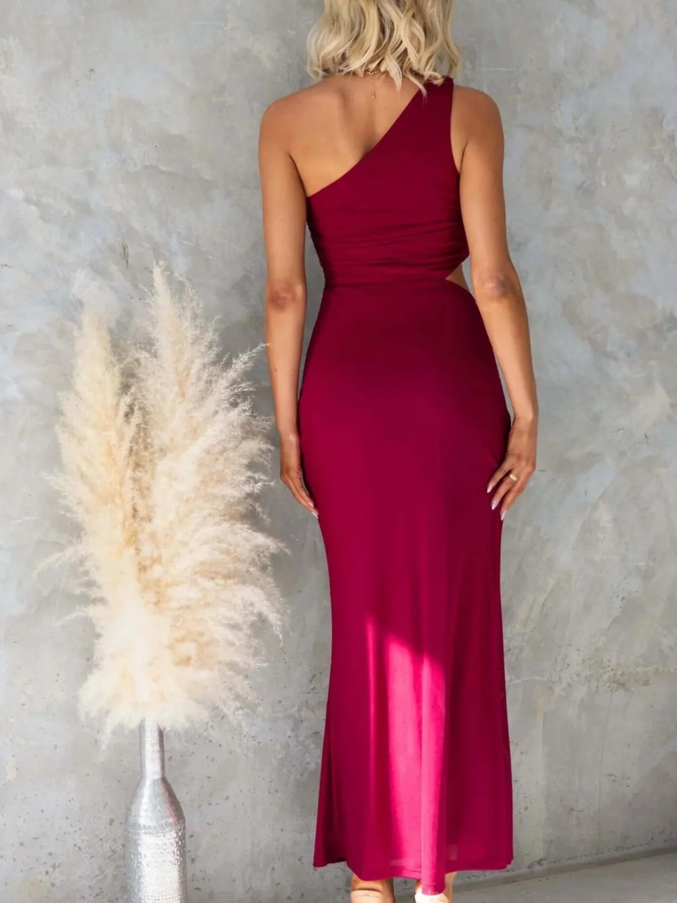 One-Shoulder Cutout Bodycon Maxi Dress - Thalia Chic