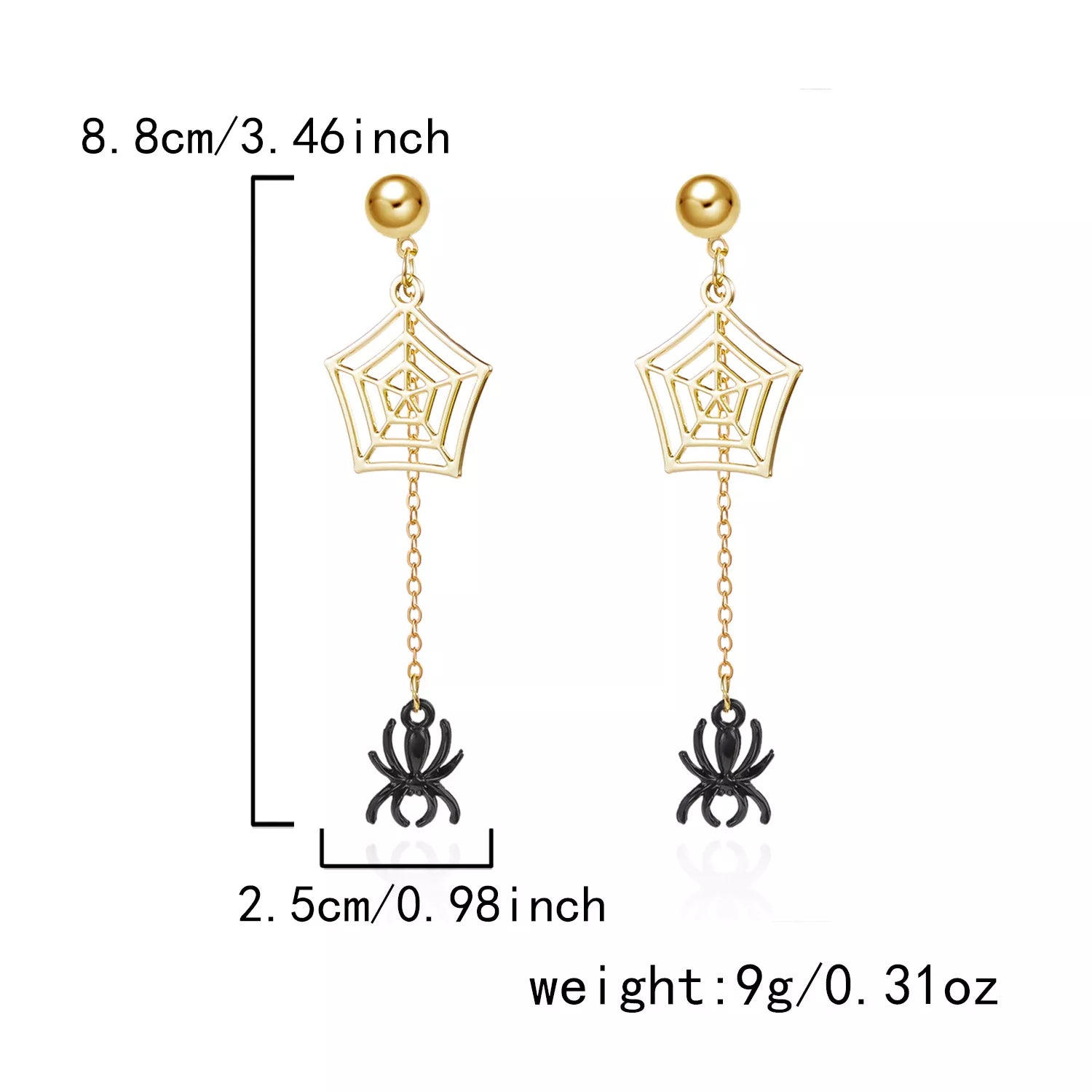 18K Gold-Plated Spider Drop Earrings - Thalia Chic