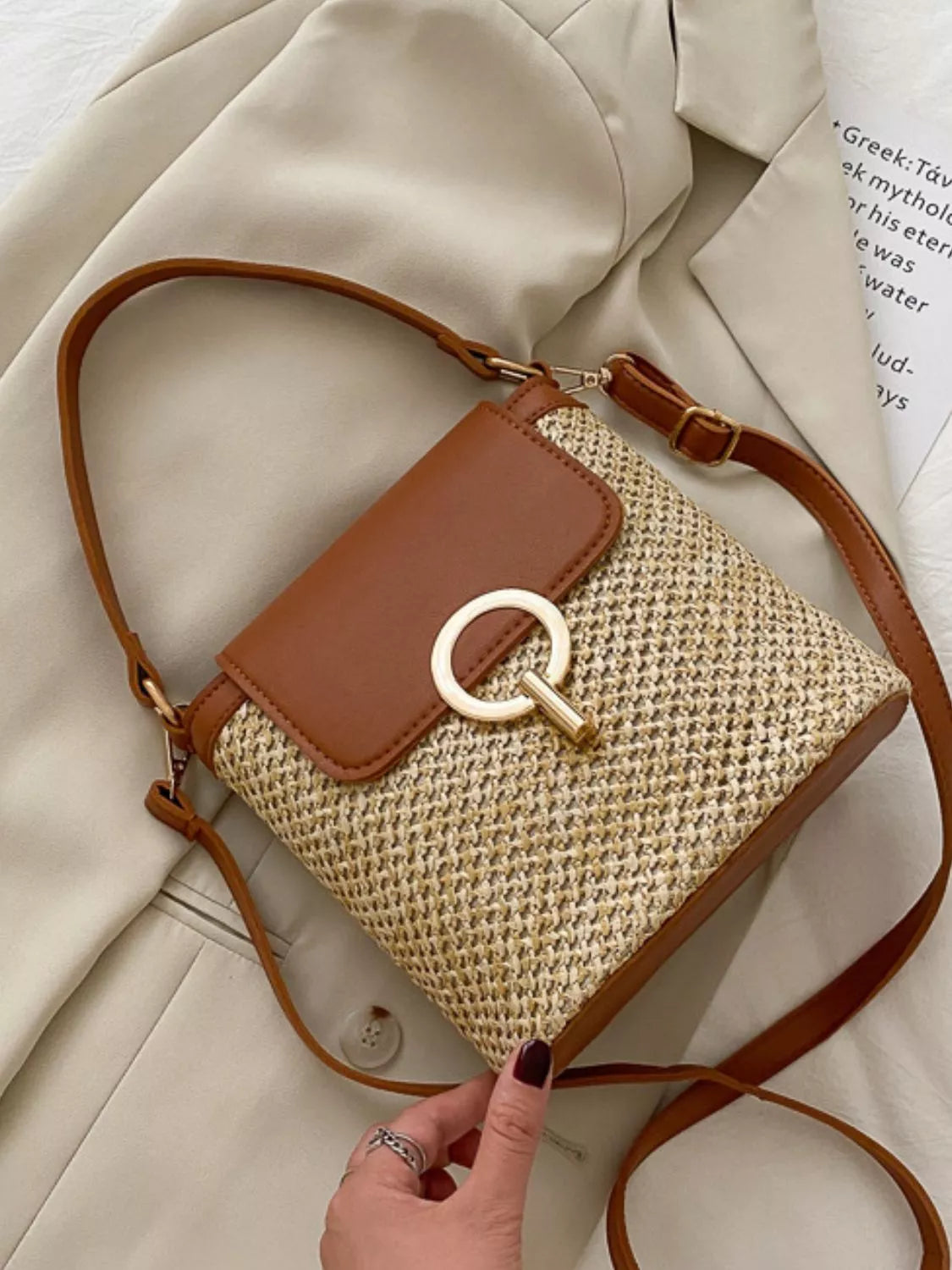 Woven Straw Crossbody Bag - Thalia Chic