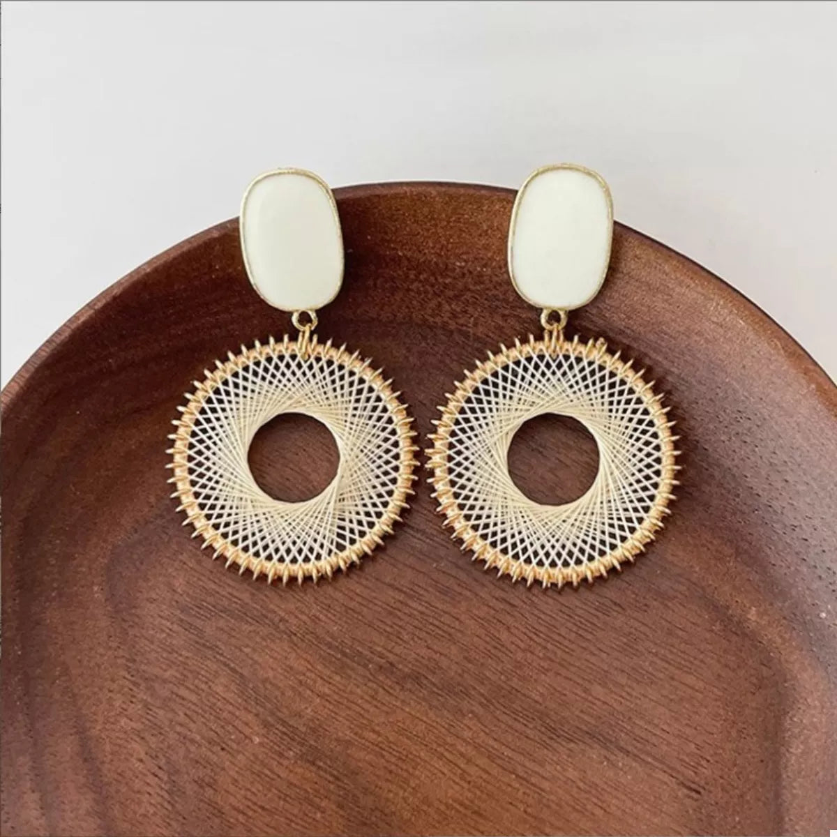 18K Gold-Plated Circle Dangle Earring - Thalia Chic