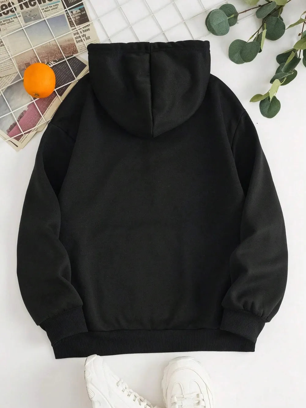 Drawstring Dropped Shoulder Hoodie - Thalia Chic