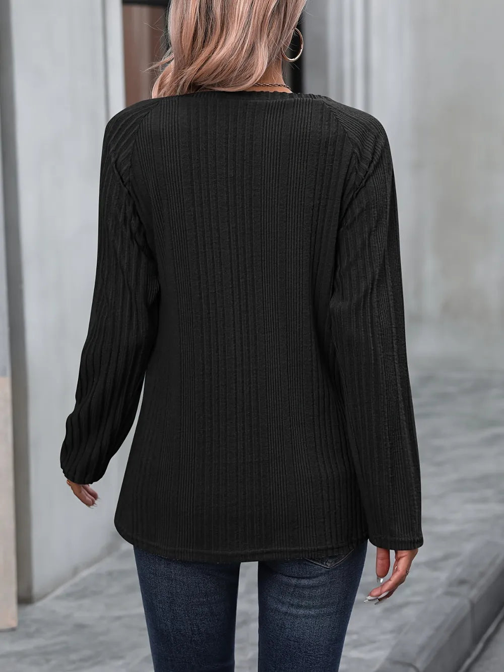 Round Neck Long Sleeve T-Shirt - Thalia Chic