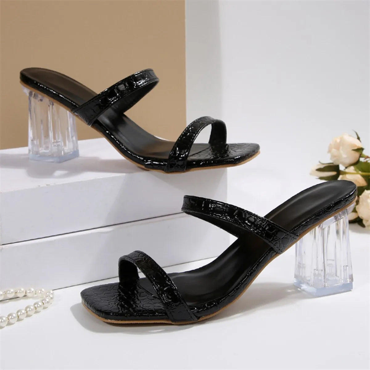 Open Toe Strappy Block Heel Sandals - Thalia Chic