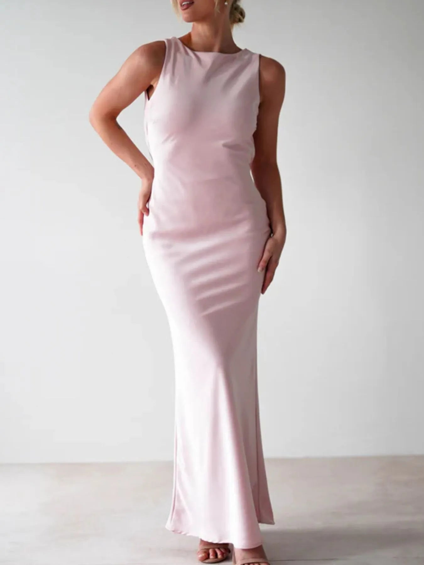 Satin Sleeveless Maxi Dress - Thalia Chic