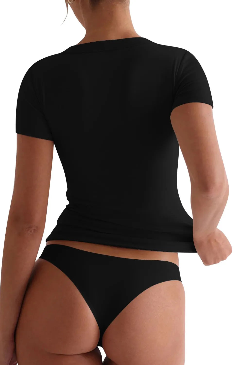 Lovelet Scoop Neck Short Sleeve T-Shirt - Thalia Chic