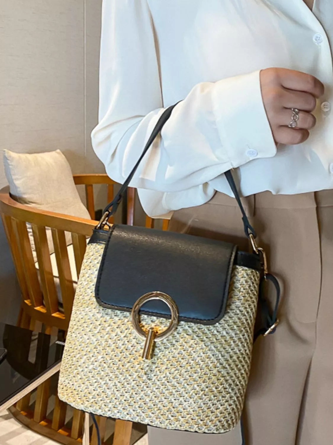 Woven Straw Crossbody Bag - Thalia Chic