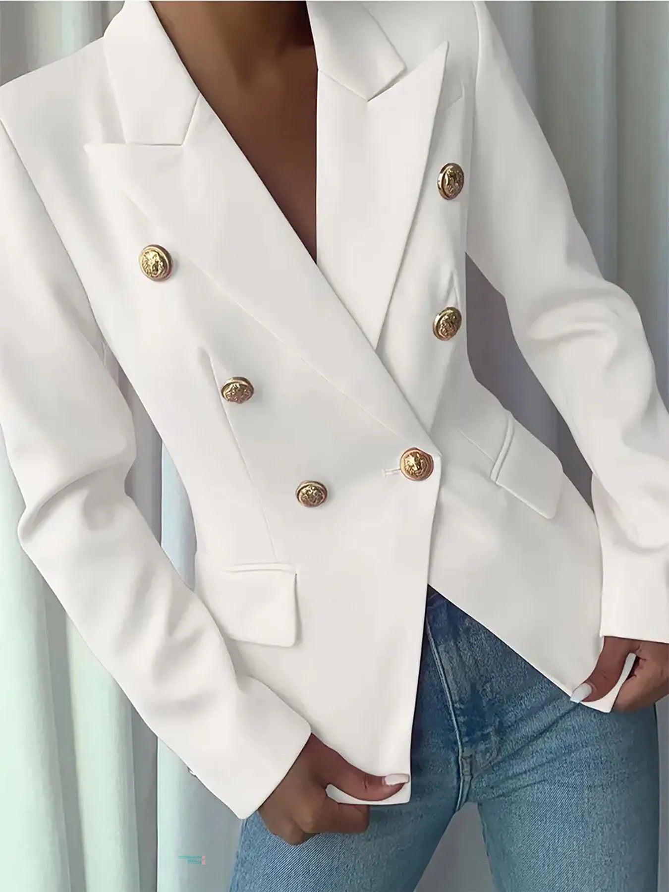 Decor Button Lapel Collar Blazer - Thalia Chic