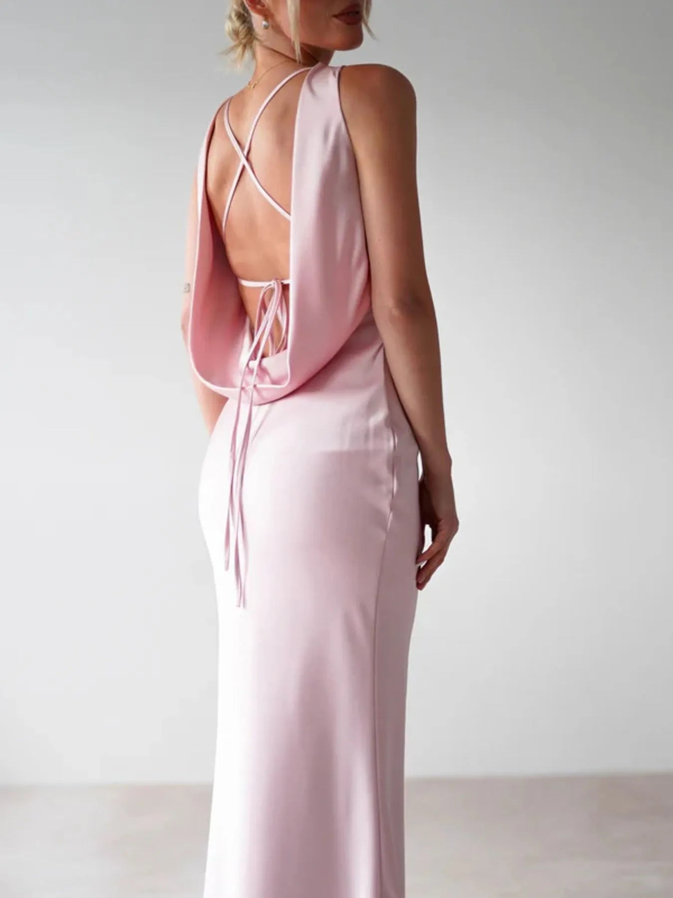 Satin Sleeveless Maxi Dress - Thalia Chic