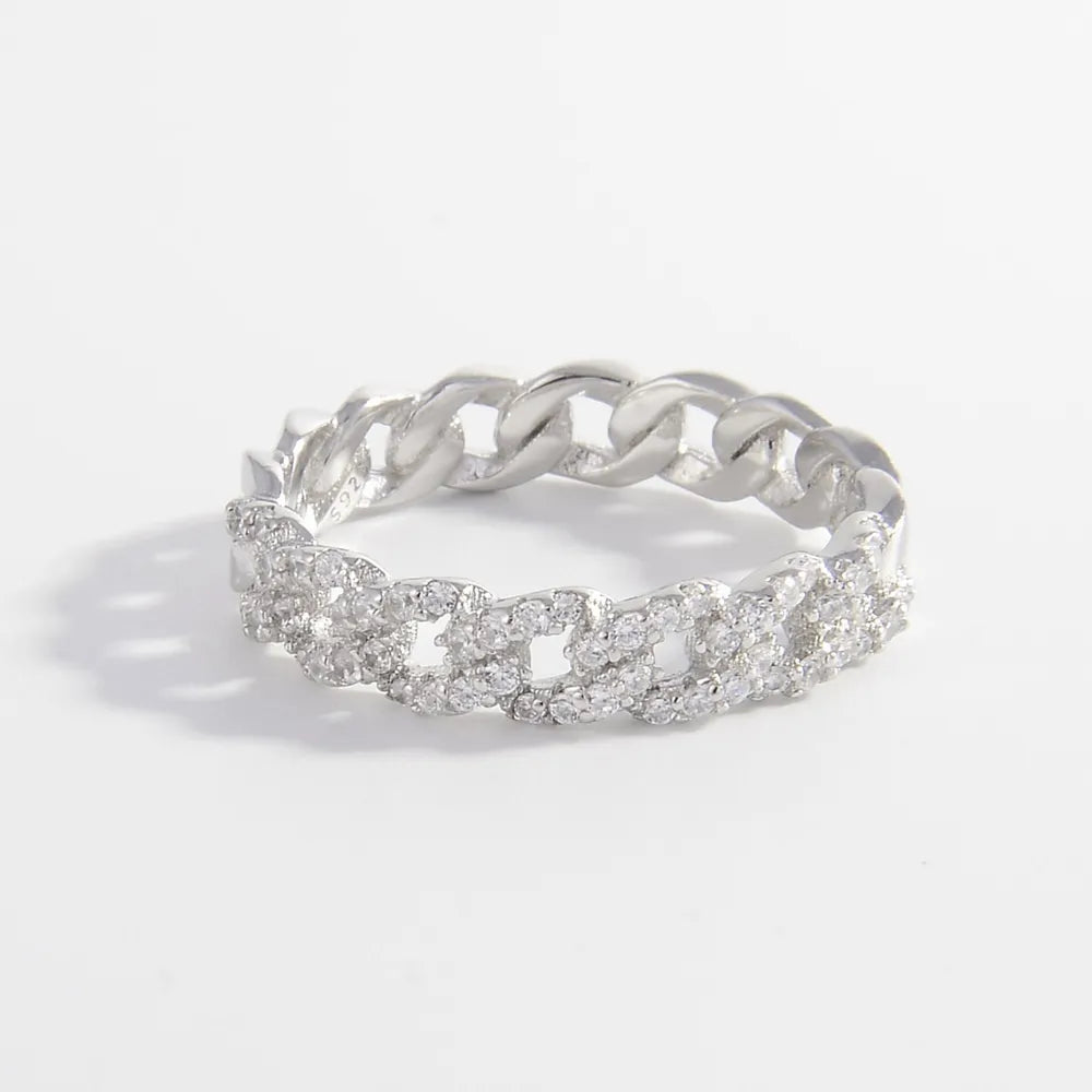 925 Sterling Silver Inlaid Zircon Ring - Thalia Chic