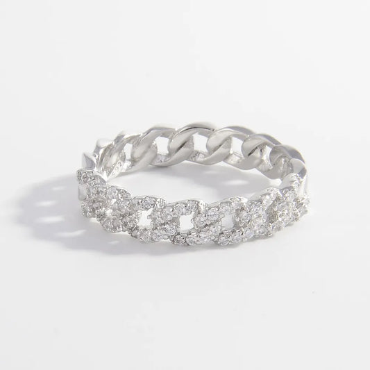 925 Sterling Silver Inlaid Zircon Ring - Thalia Chic