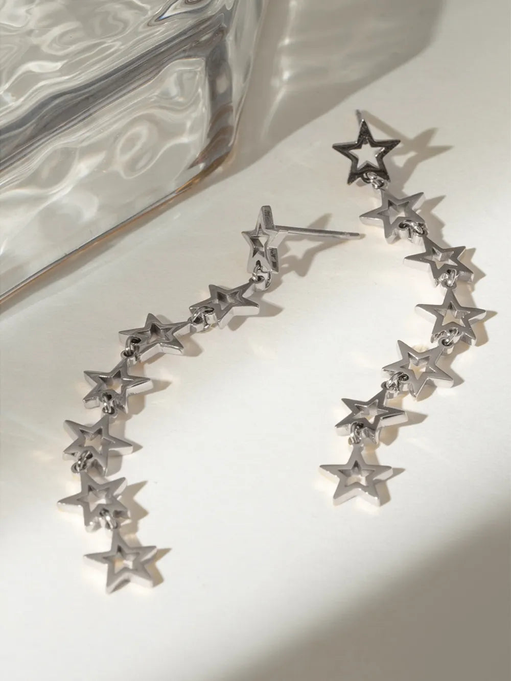 Stainless Steel Cutout Star Earrings - Thalia Chic
