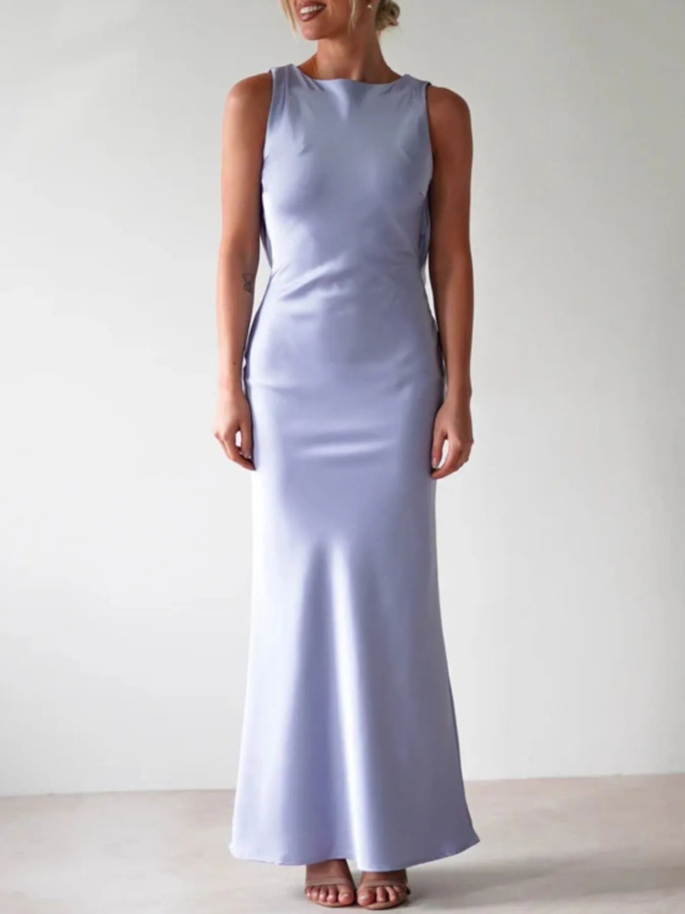 Satin Sleeveless Maxi Dress - Thalia Chic