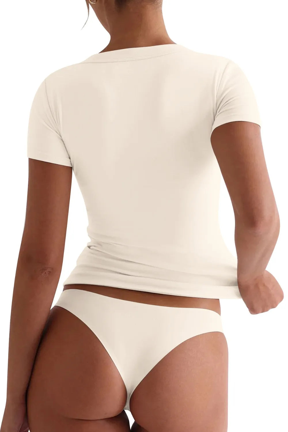 Lovelet Scoop Neck Short Sleeve T-Shirt - Thalia Chic