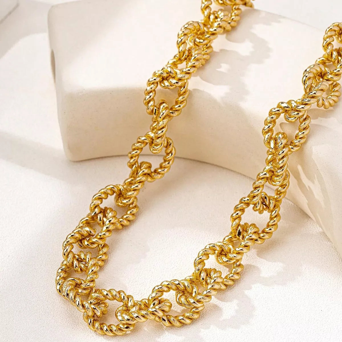 18K Gold-Plated Alloy Twisted Necklace - Thalia Chic