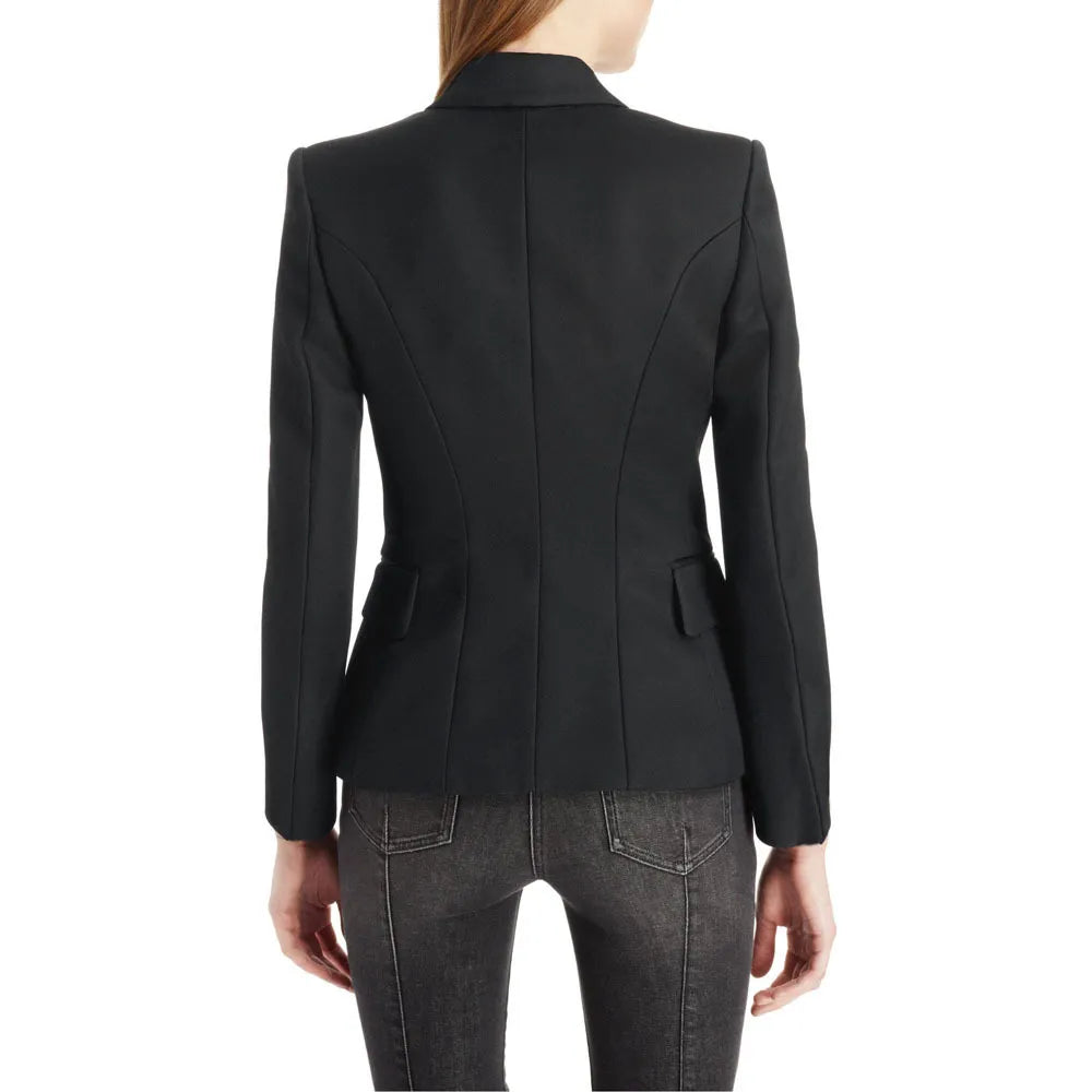 Lapel Collar Long Sleeve Blazer - Thalia Chic